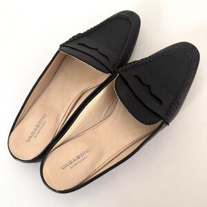 Vagabond Black and Cream Flats with Pointed Toe and Slip-On Design